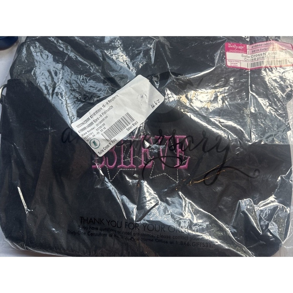 Thirty-One Suite Cross N' Fold 881A Safari Black "BELIEVE" Embroidered NEW - Picture 7 of 7